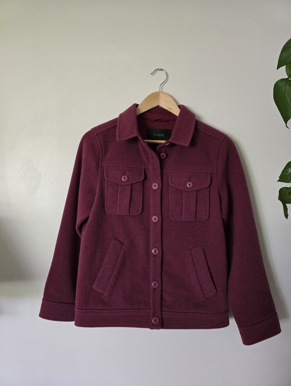 J. Crew Womens Size XS Wool Button Down Jacket Pink/purple/wine